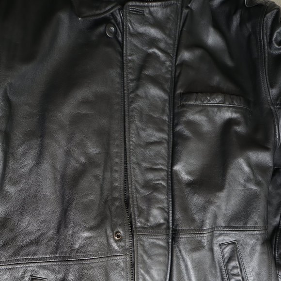 Wilson Men's Leather Vintage Coat Jacket, Genuine Black Leather Jacket, Large - Picture 12 of 15